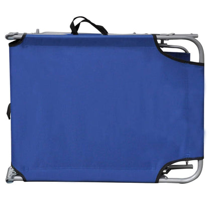 Silla larga plegable con toldo azul de aluminio