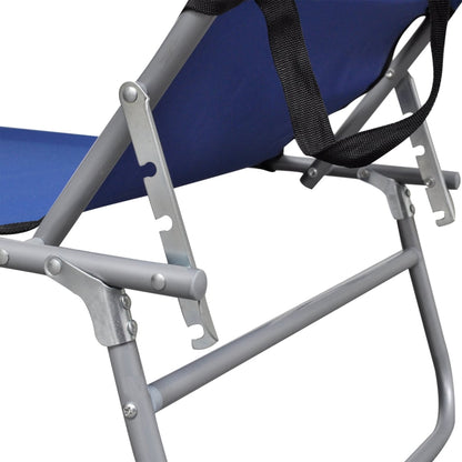 Silla larga plegable con toldo azul de aluminio