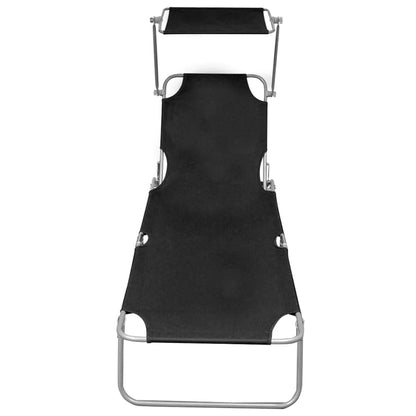 Silla larga plegable con toldo de aluminio negro