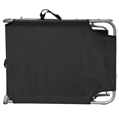 Silla larga plegable con toldo de aluminio negro