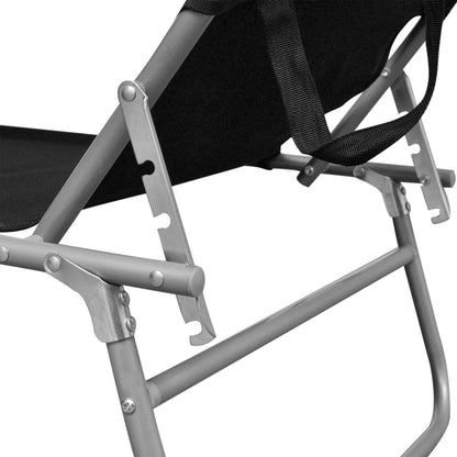 Silla larga plegable con toldo de aluminio negro