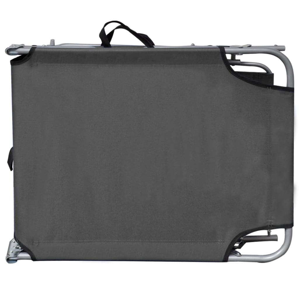 Silla larga plegable con toldo gris de aluminio