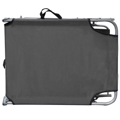 Silla larga plegable con toldo gris de aluminio