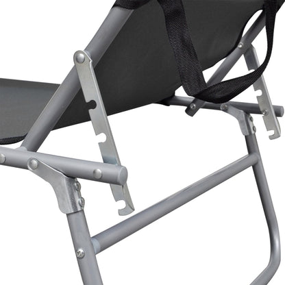 Silla larga plegable con toldo gris de aluminio
