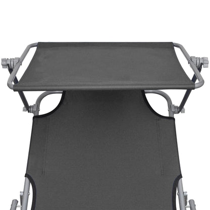 Silla larga plegable con toldo gris de aluminio