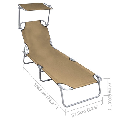 Silla larga plegable con toldo de topo de aluminio