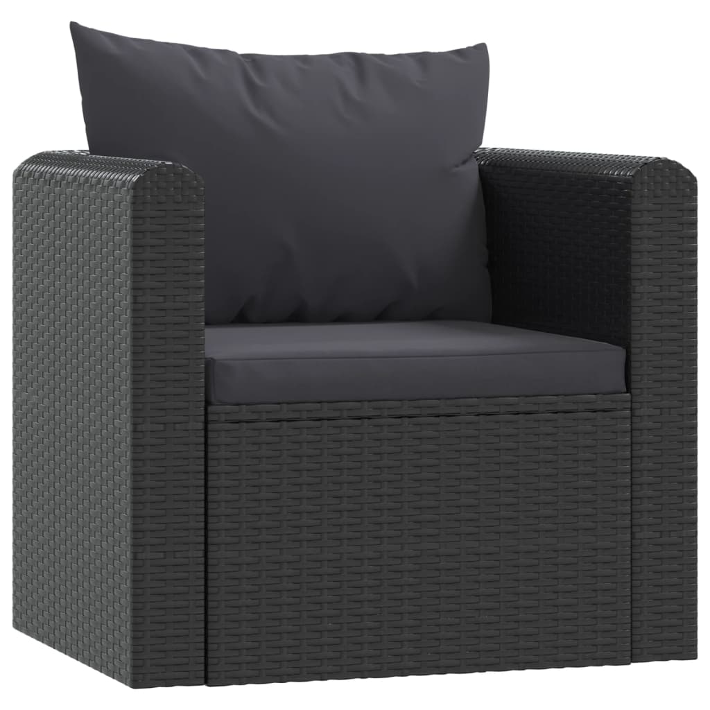 Garden furniture 7 pcs with black braided resin cushions elegance