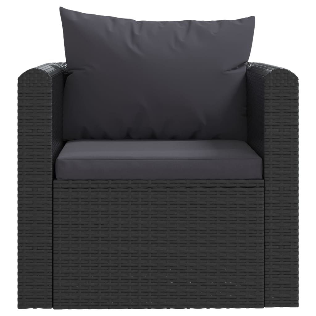 Garden furniture 7 pcs with black braided resin cushions elegance