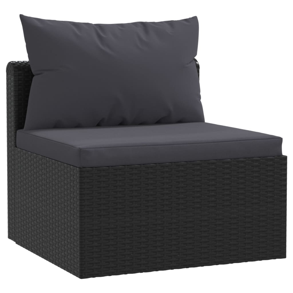Garden furniture 7 pcs with black braided resin cushions elegance