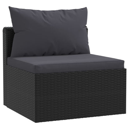 Garden furniture 7 pcs with black braided resin cushions elegance