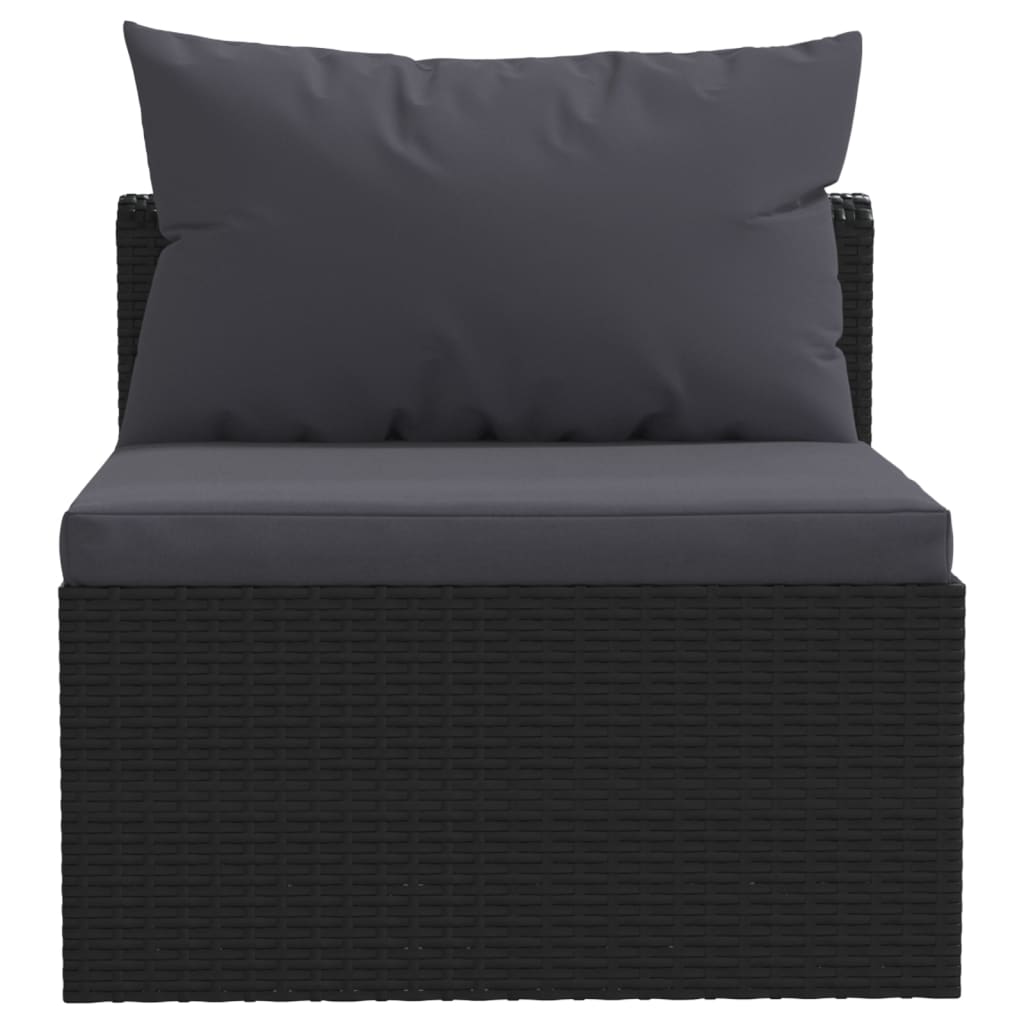 Garden furniture 7 pcs with black braided resin cushions elegance