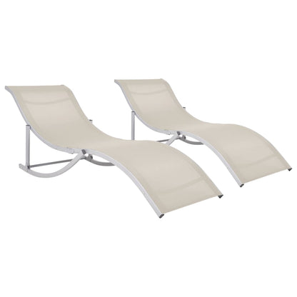 Tumbonas plegables 2 PCS Textilene Cream
