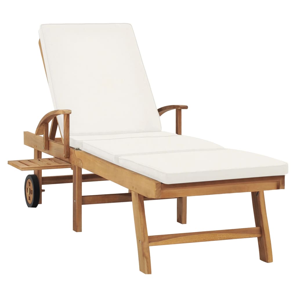 Sedia lunga con cuscino in legno in legno e materasso