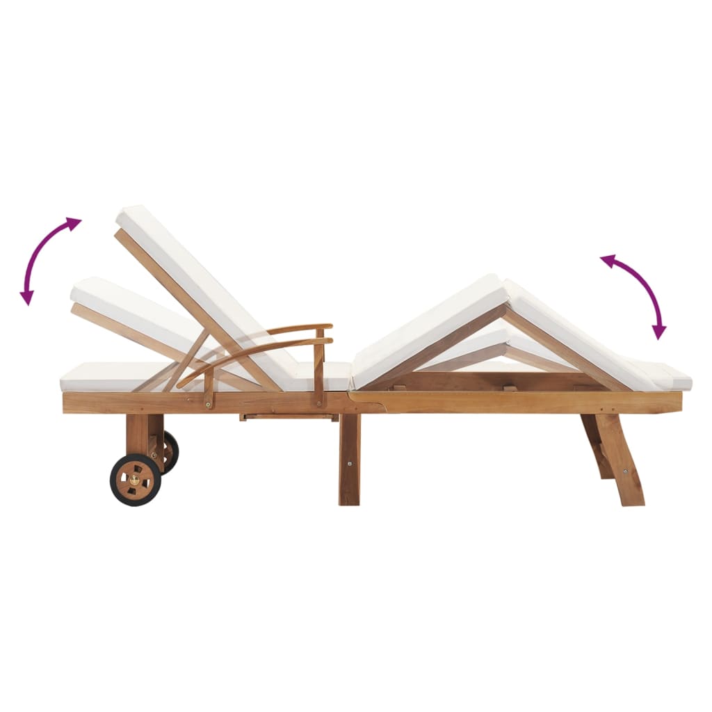Sedia lunga con cuscino in legno in legno e materasso