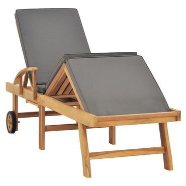 Silla larga con cojín de madera de teca gris oscuro sólido