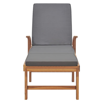 Silla larga con cojín de madera de teca gris oscuro sólido