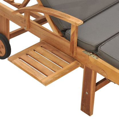 Silla larga con cojín de madera de teca gris oscuro sólido