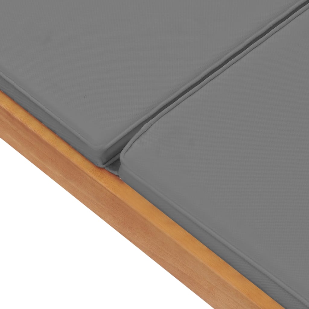 Silla larga con cojín de madera de teca gris oscuro sólido