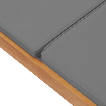 Silla larga con cojín de madera de teca gris oscuro sólido
