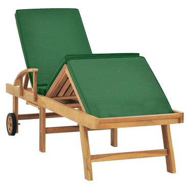 Chaise longue avec coussin Bois de teck Transat Vert