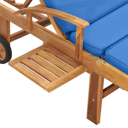 Silla larga con cojín de madera de teca azul sólido