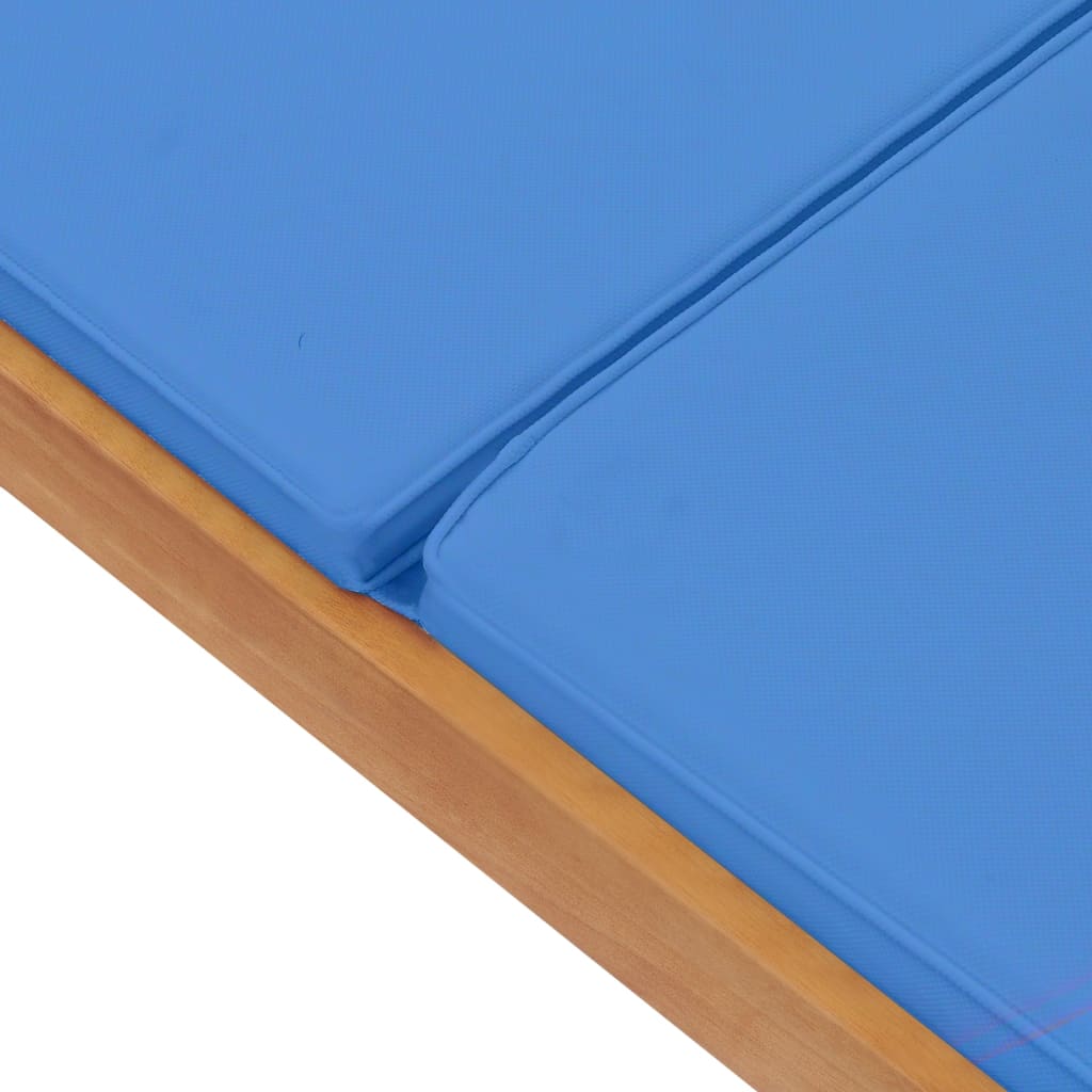 Silla larga con cojín de madera de teca azul sólido