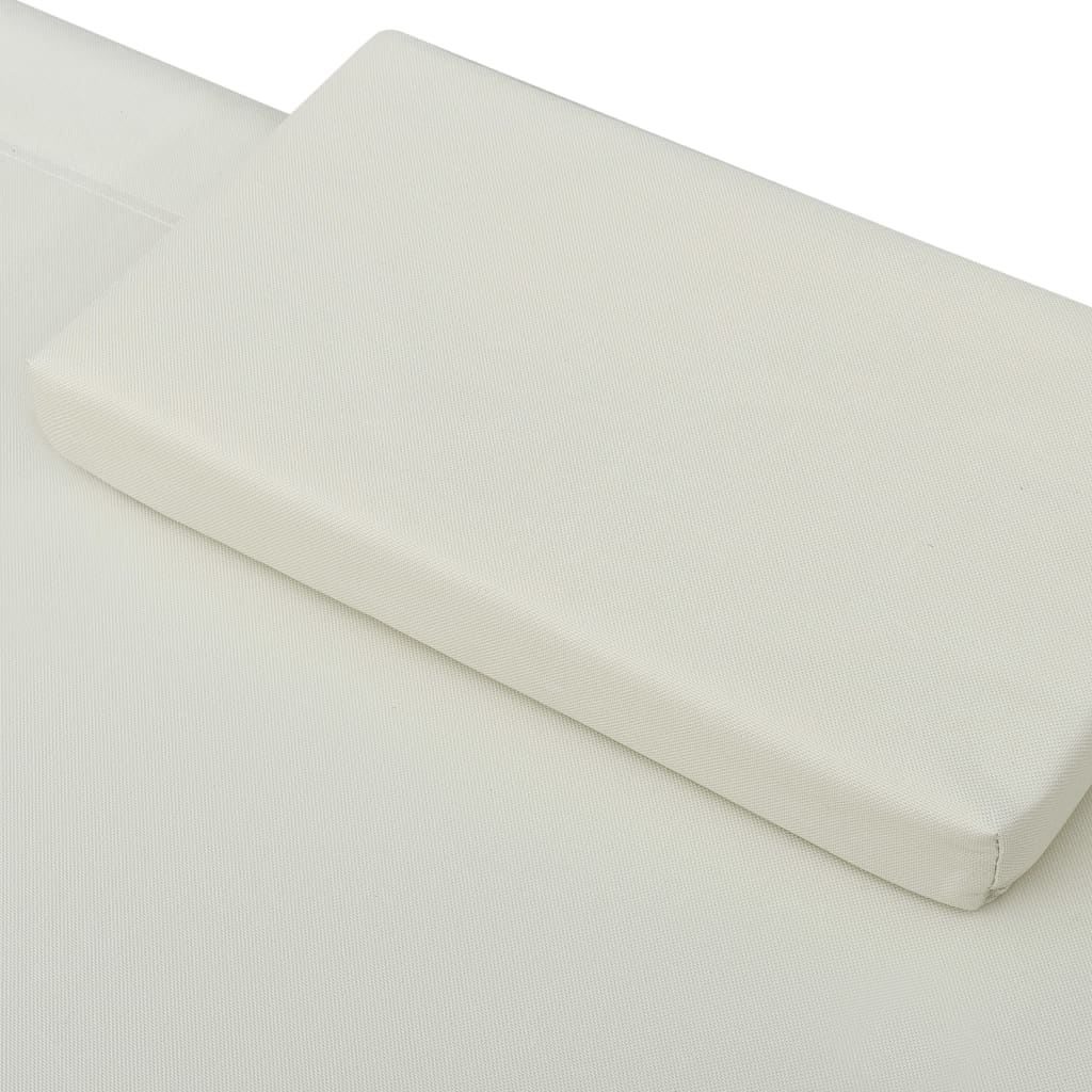Chaise longue de jardin avec auvent et oreiller Blanc crème