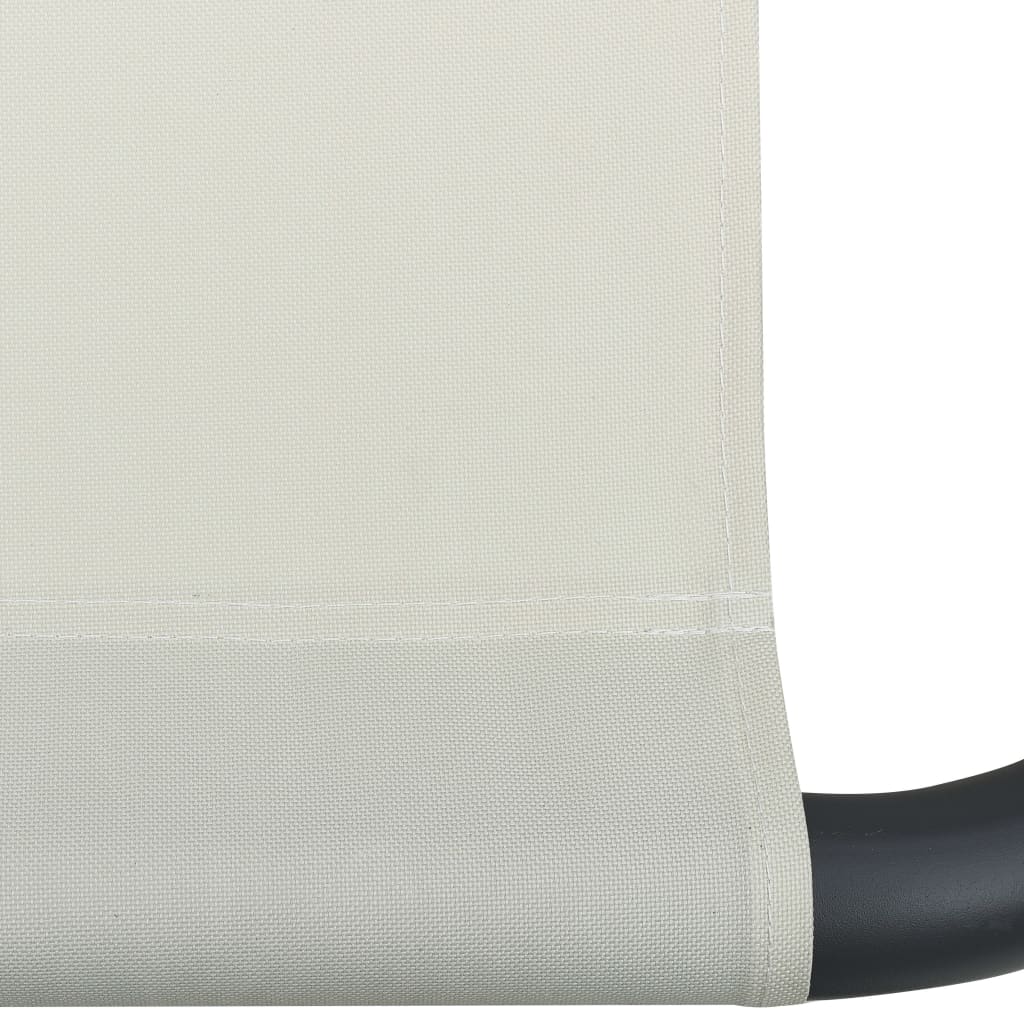 Chaise longue de jardin avec auvent et oreiller Blanc crème