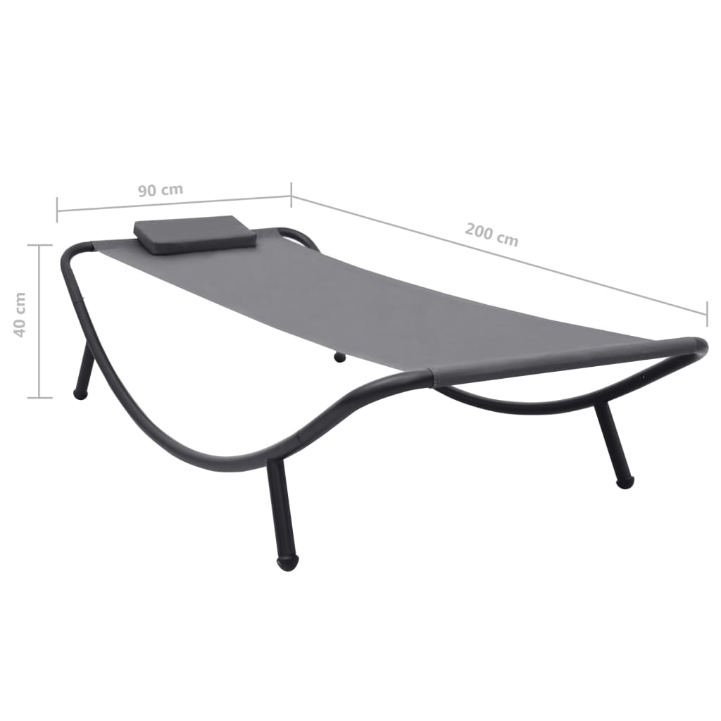 Cama de jardín gris 200x90 cm de acero