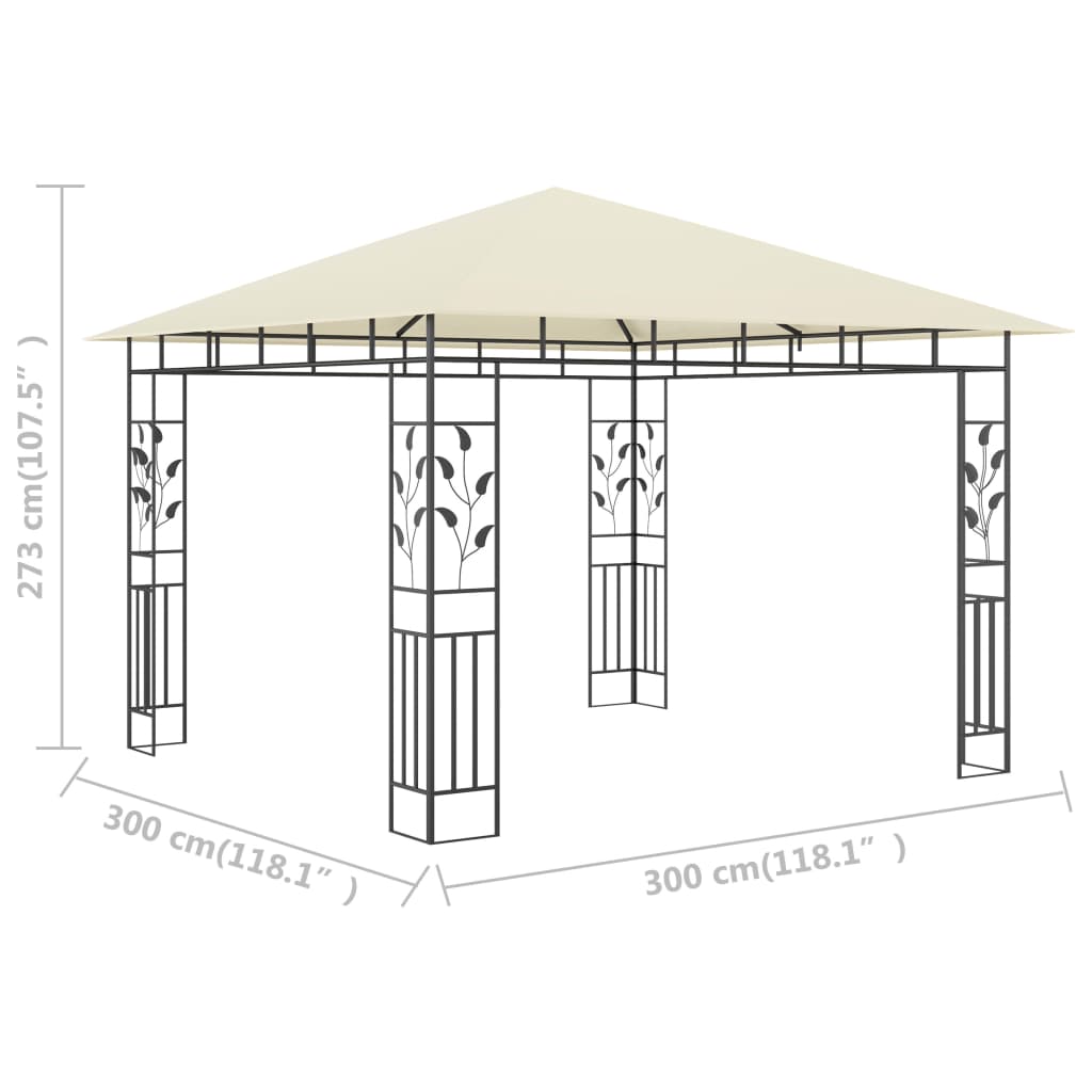 Pergola with 3x3x2.73 m mosquito net 180 g/m²