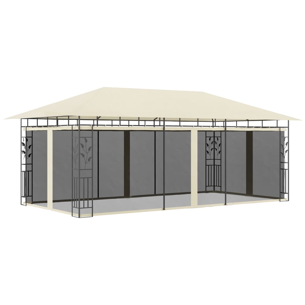 Pergola with 6x3x2.73 m cream mosquito net