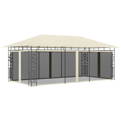 Pergola with 6x3x2.73 m cream mosquito net