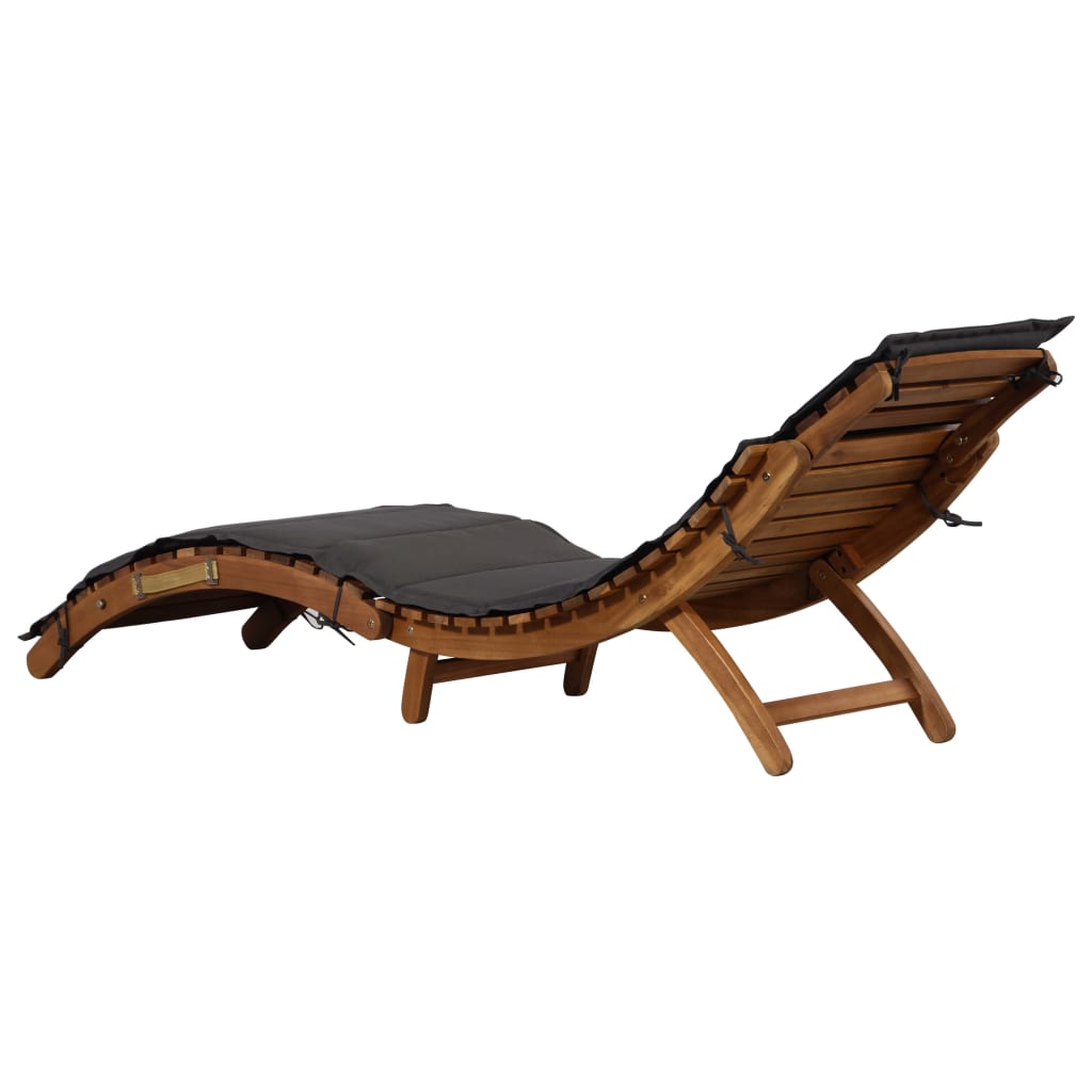 Silla larga con acacia cojín de madera gris sólido oscuro