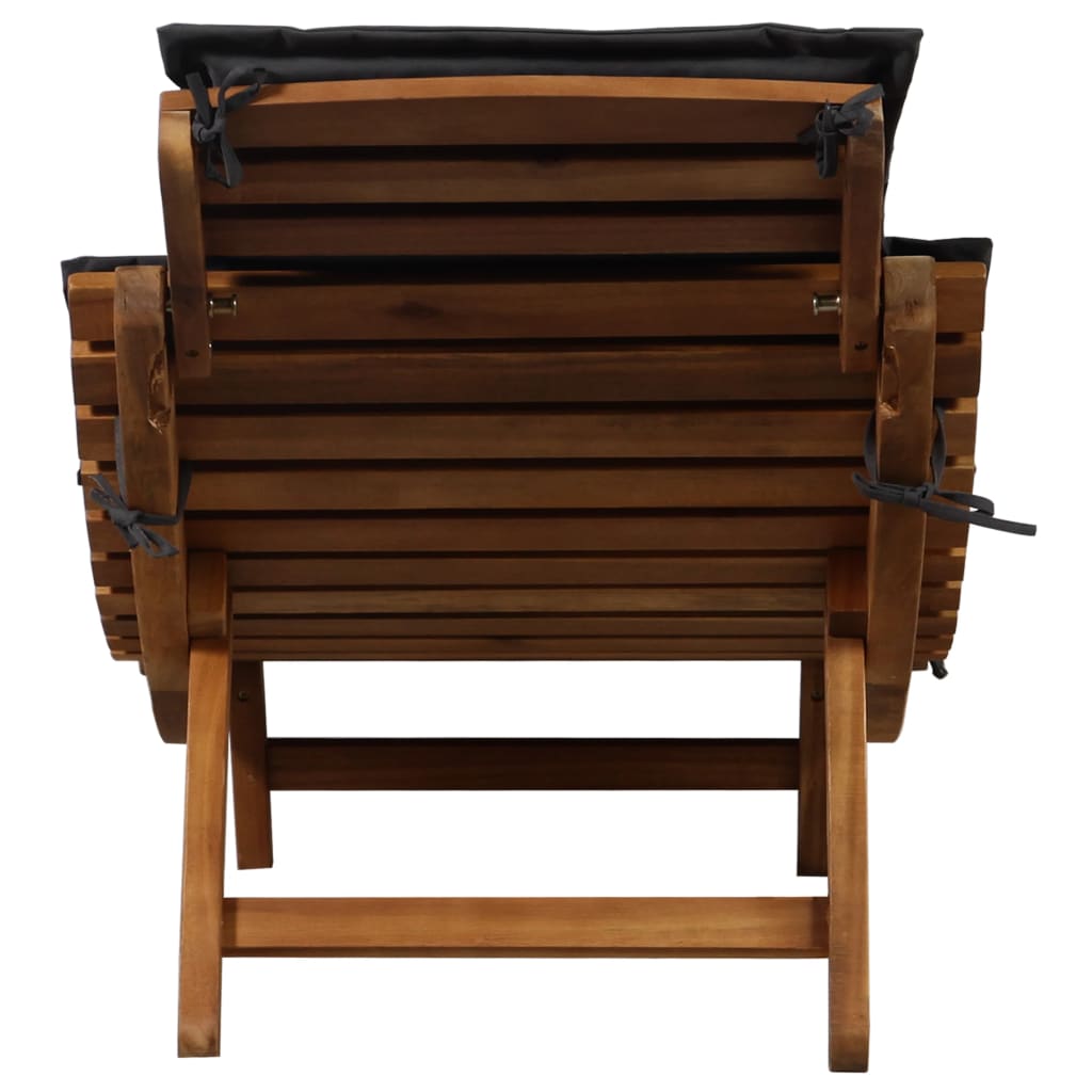 Silla larga con acacia cojín de madera gris sólido oscuro
