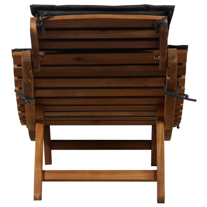Silla larga con acacia cojín de madera gris sólido oscuro