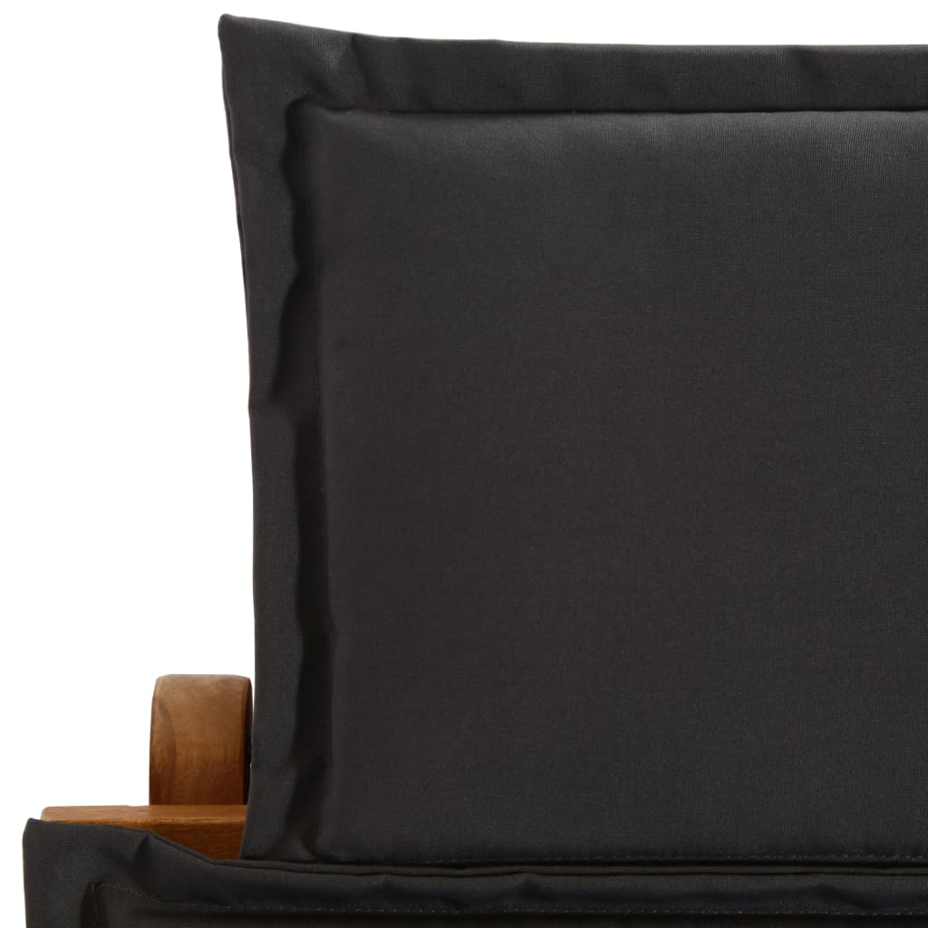 Silla larga con acacia cojín de madera gris sólido oscuro