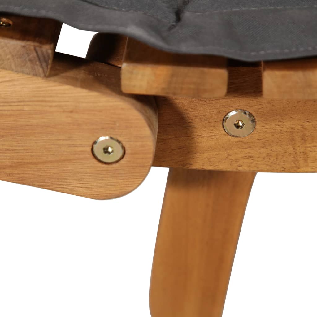 Silla larga con acacia cojín de madera gris sólido oscuro