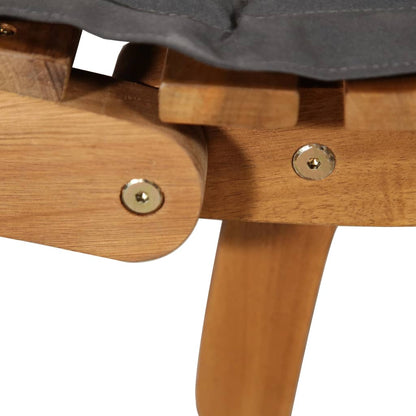 Silla larga con acacia cojín de madera gris sólido oscuro