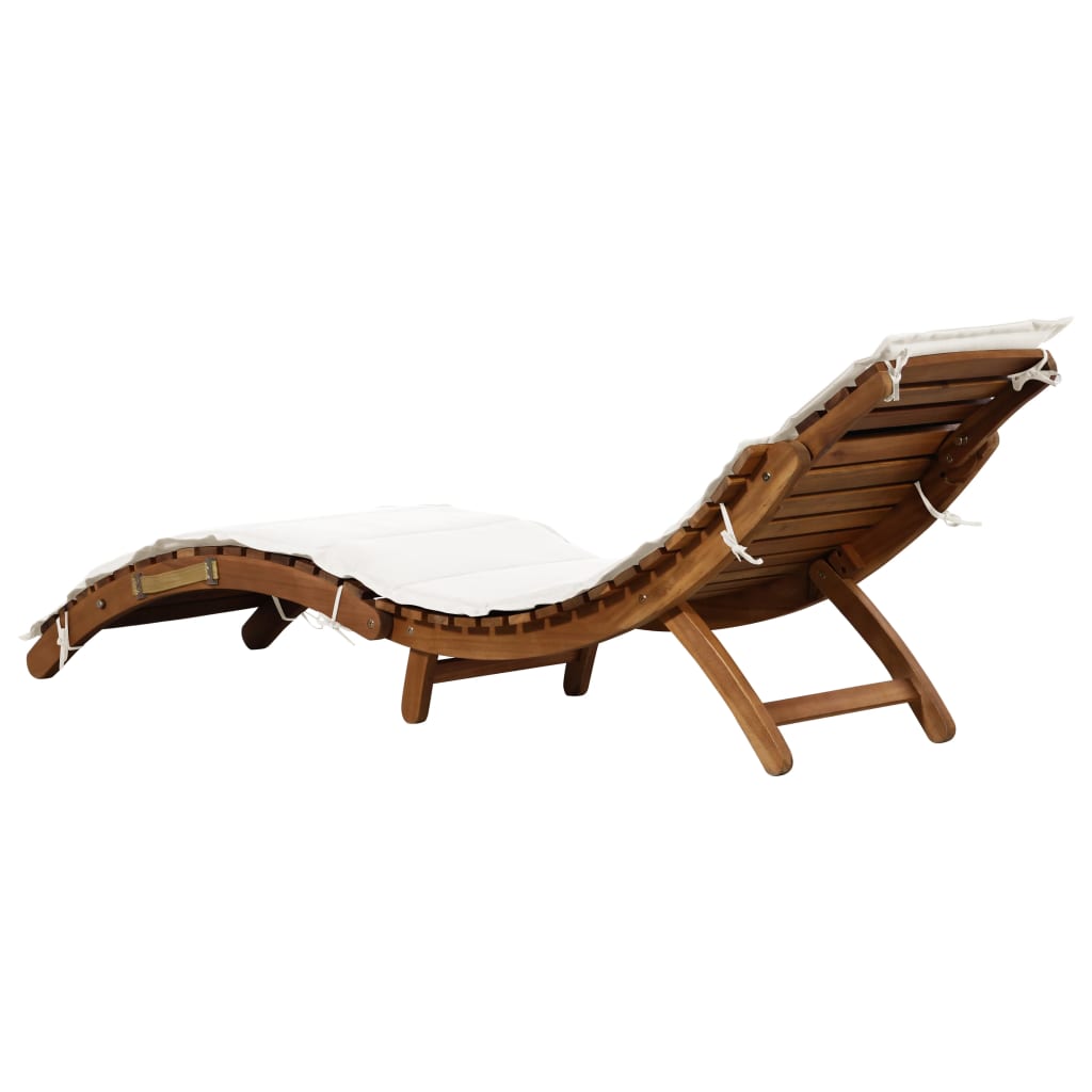 Sedia lunga con crema cuscino in legno acacia