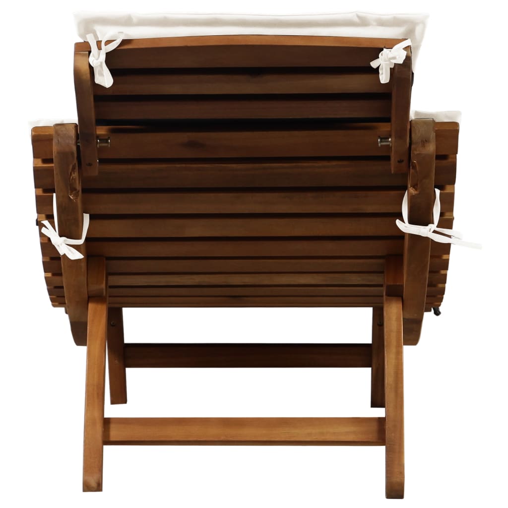 Sedia lunga con crema cuscino in legno acacia