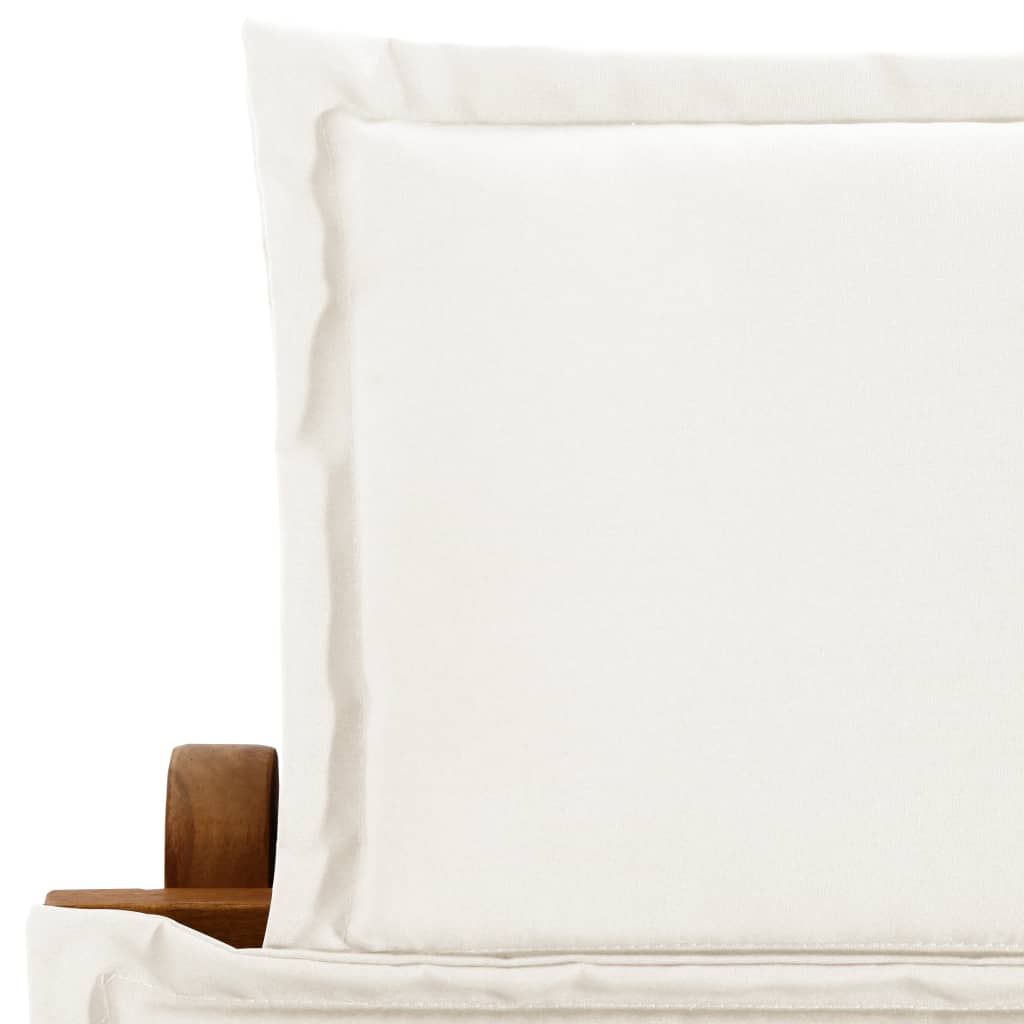 Sedia lunga con crema cuscino in legno acacia