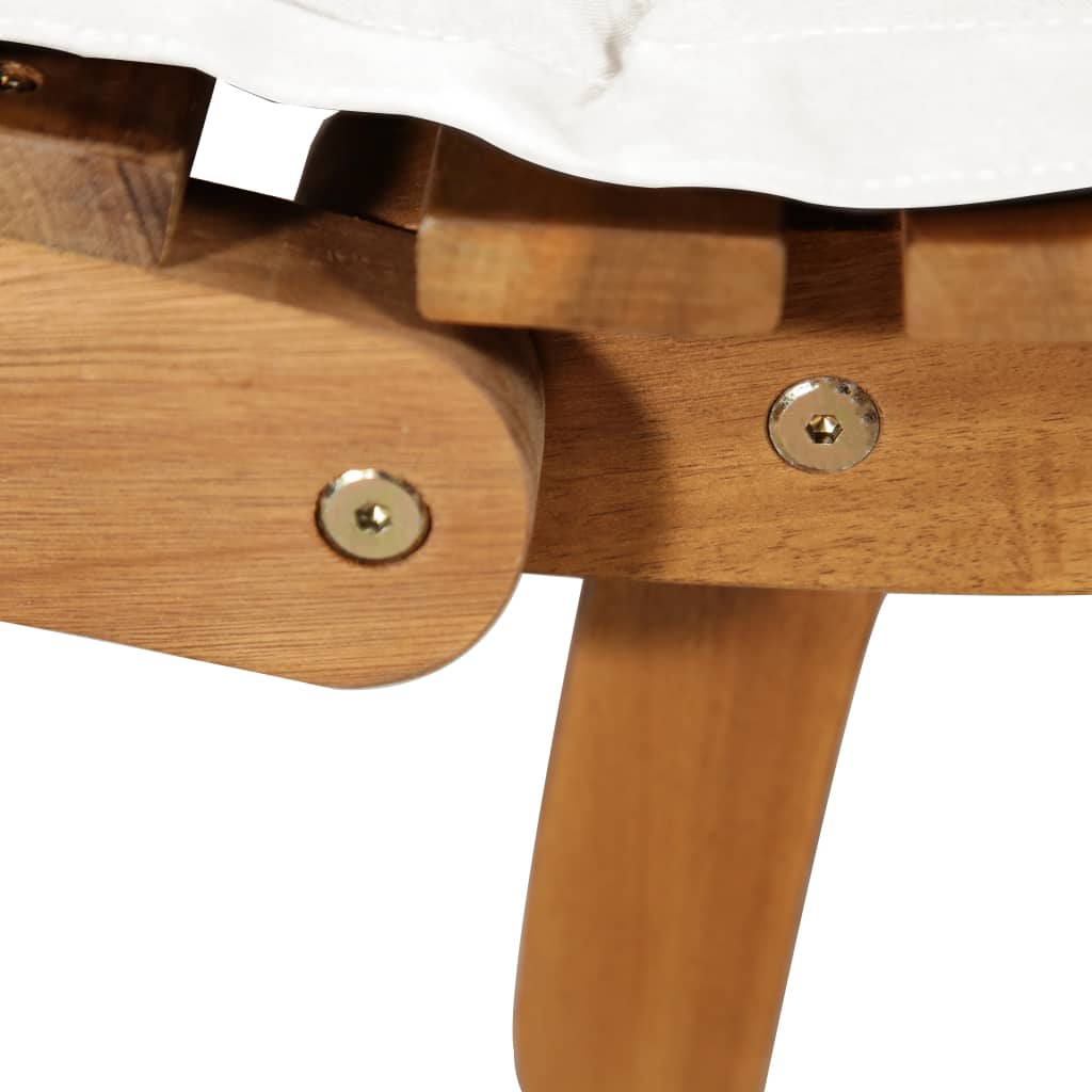 Sedia lunga con crema cuscino in legno acacia