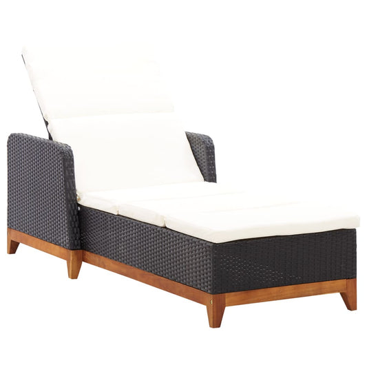 Silla larga de resina trenzada y madera de acacia negra