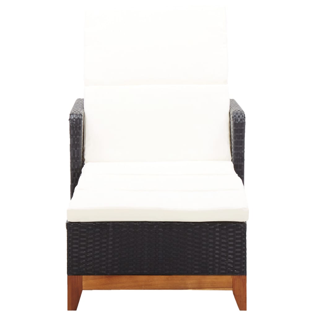 Silla larga de resina trenzada y madera de acacia negra