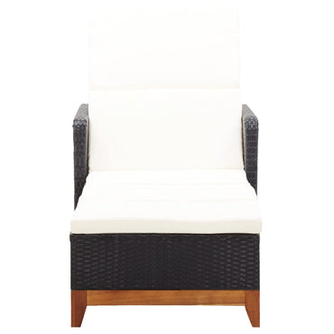 Silla larga de resina trenzada y madera de acacia negra
