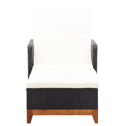 Silla larga de resina trenzada y madera de acacia negra