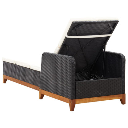 Silla larga de resina trenzada y madera de acacia negra