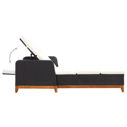 Silla larga de resina trenzada y madera de acacia negra