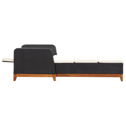 Silla larga de resina trenzada y madera de acacia negra