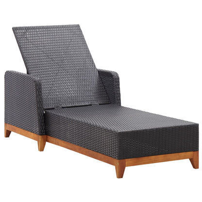 Silla larga de resina trenzada y madera de acacia negra